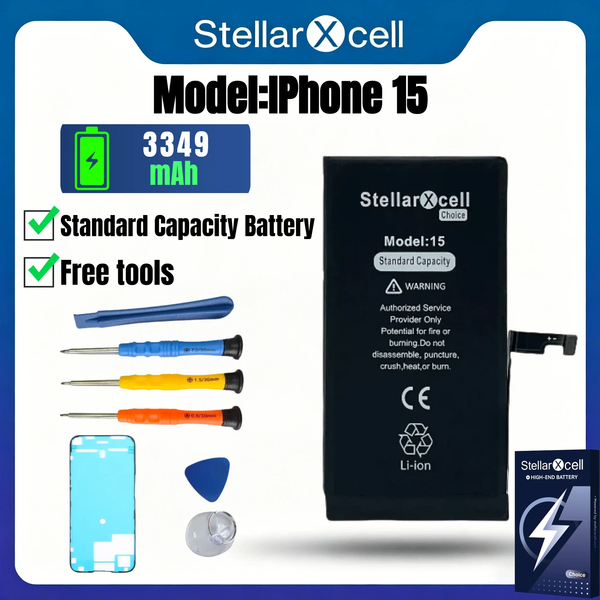 StellarXcell iPhone Battery 3501mAh for SE2 SE3 7 8 Plus