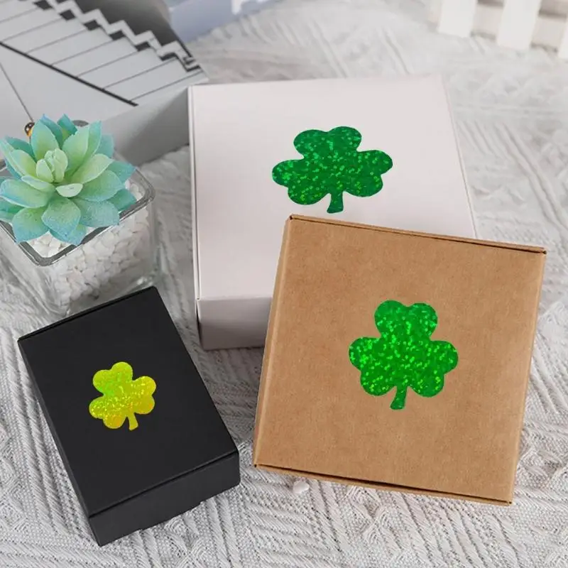 

D5BB 1 Set Colorful 3D 4-leaf Shamrock Sticker For Packaging And Decorations