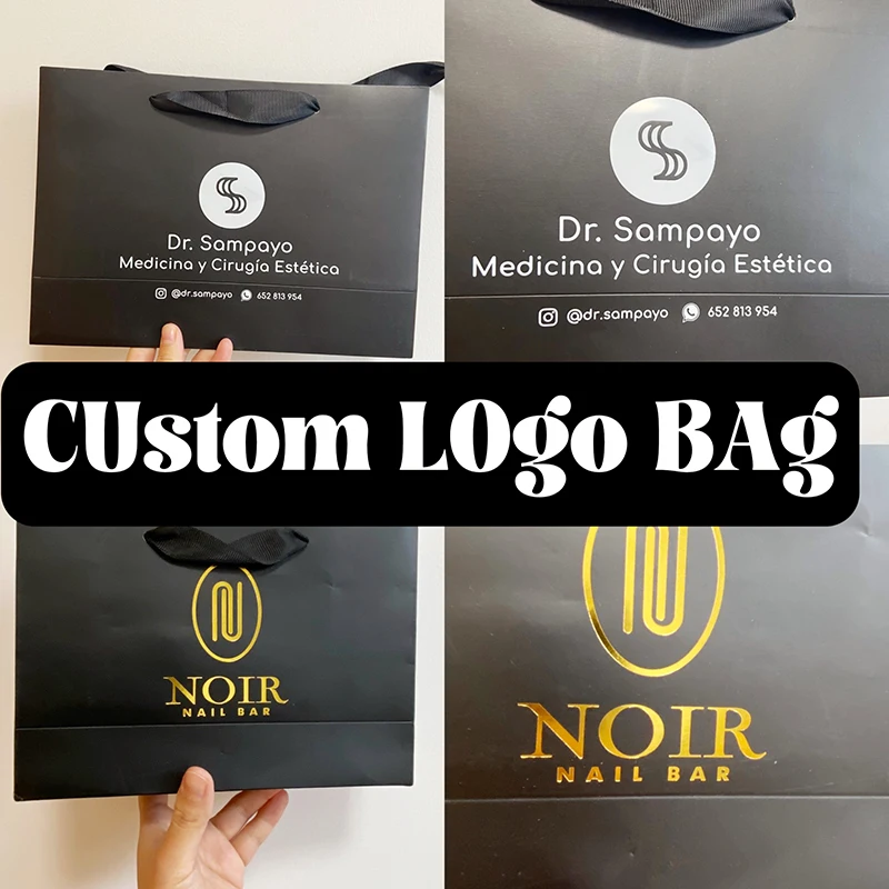 Custom Logo Paper Gifts Bag Clothing Wig Package Bags Birthday Wedding Gifts Bags For Small business Package Bags