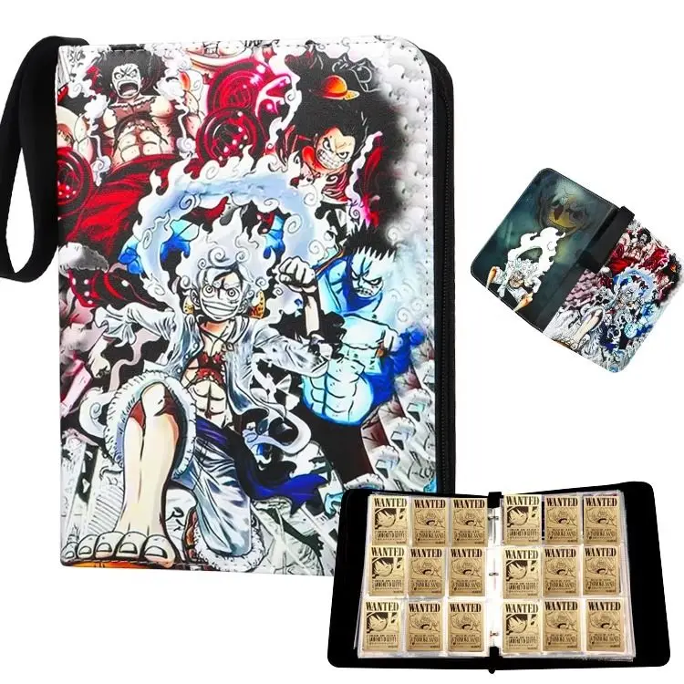 

400pcs 900pcs ONE PIECE Card Album Book Folder 4 and 9 Card Slots Collections Zipper Double Pocket Zipper Card Binder Holder Toy