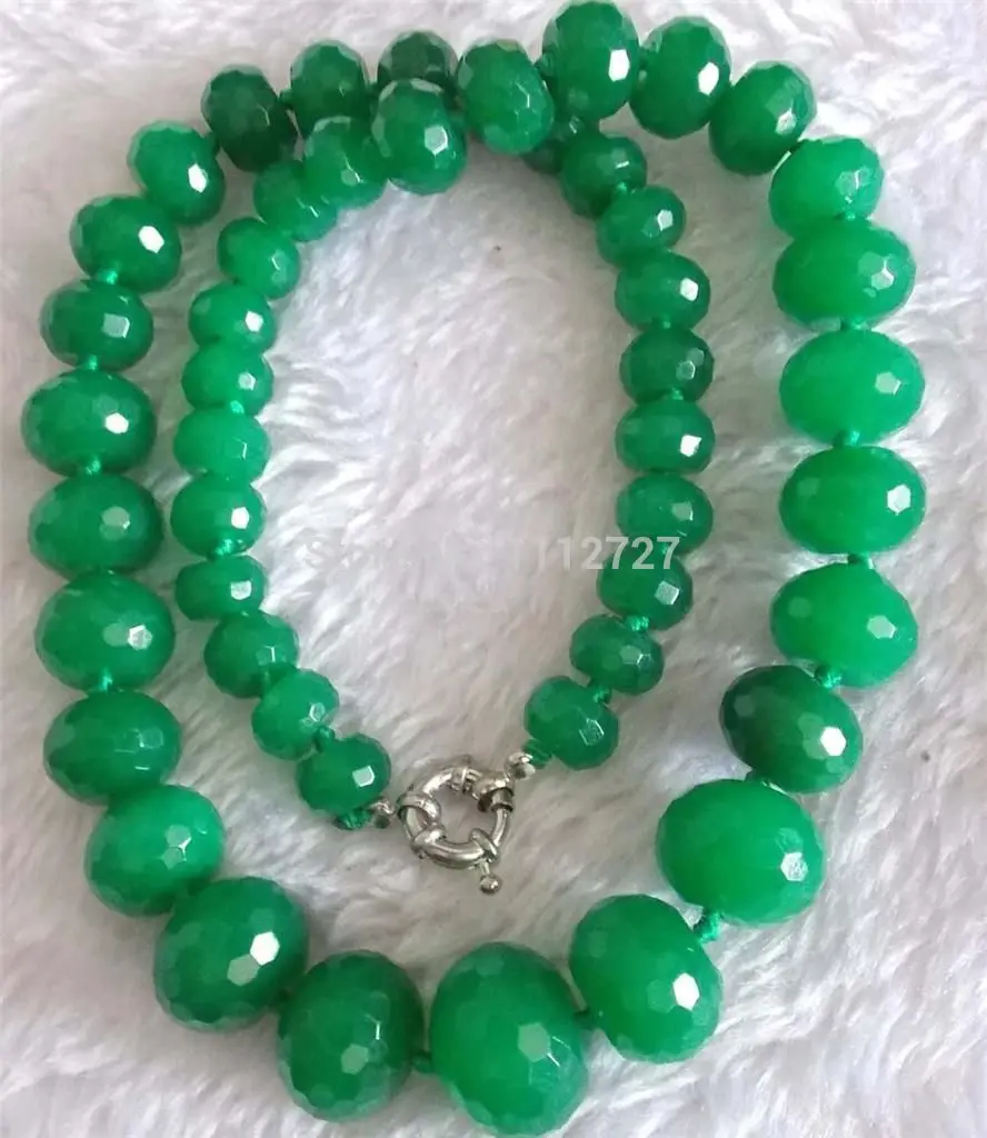 women Fashion Jewelry new 8-16mm Beautiful Green Emerald/Jaspers gems stone Jewelry Beads Necklace Natural jade 18''