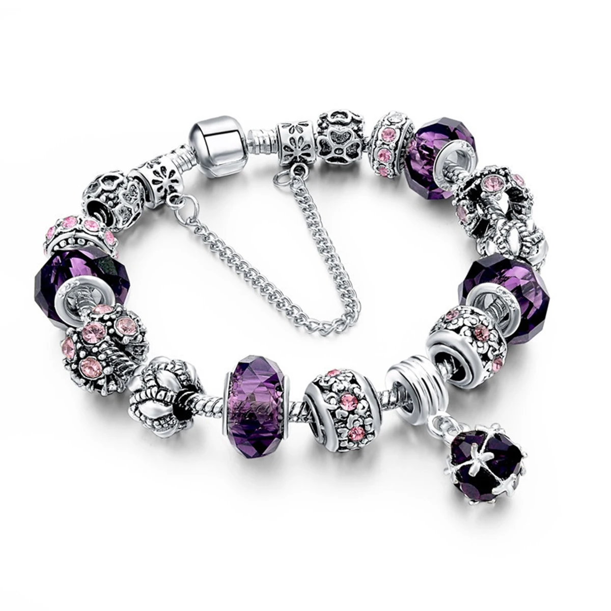 1pcs Crystal Pendant DIY Beaded Bracelet Original Handmade Amethyst Women's Bracelet  J249