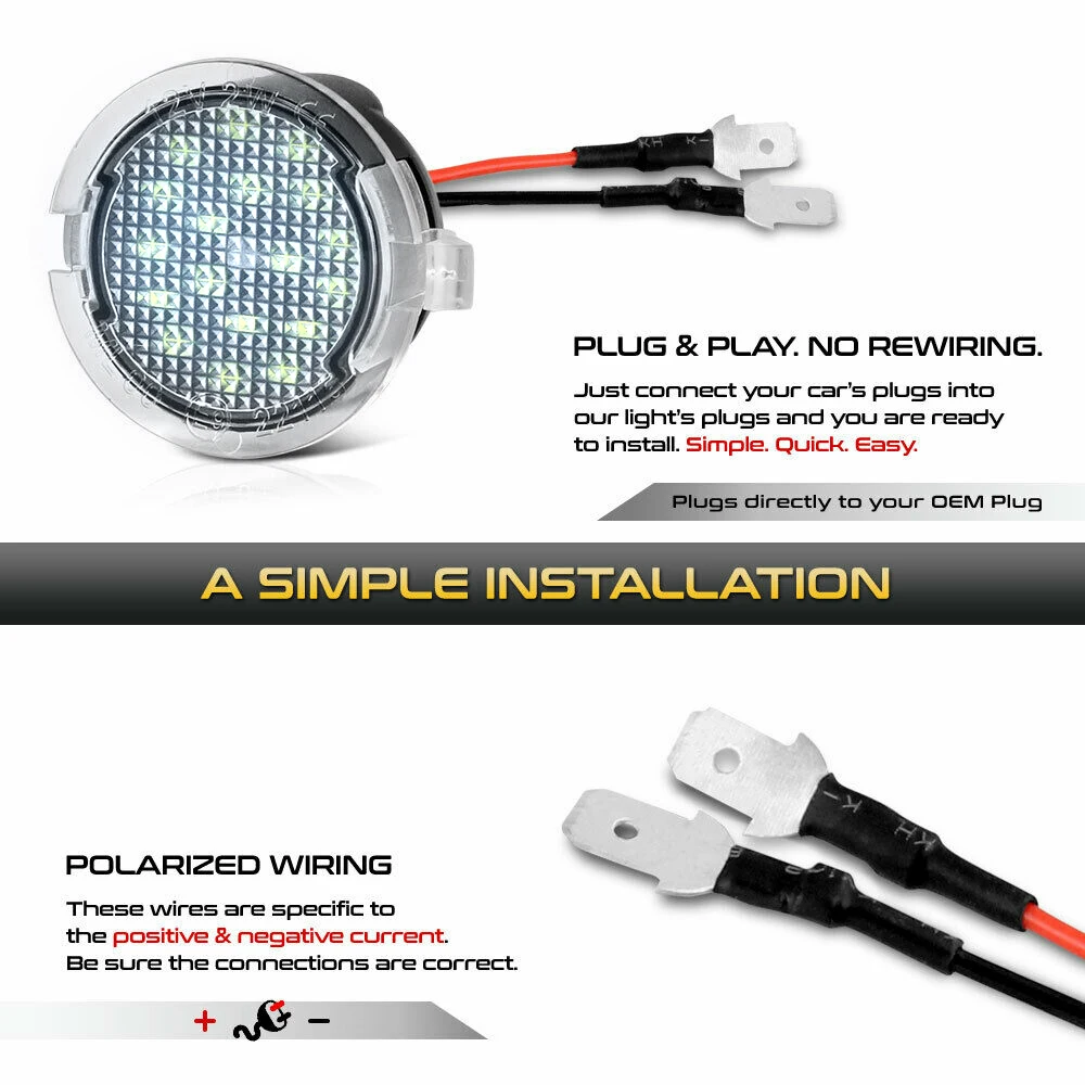 Đèn LED Dưới Mặt Gương Vũng Nước Ánh Sáng Cho Ford Ranger T6 Mustang 6 Nhà Thám Hiểm 5 Fusion Edge Mondeo 5 Chuyến Thám Hiểm F150 tầm Ma Everest