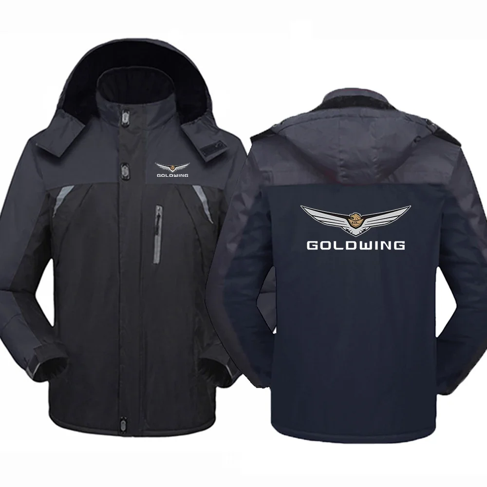 

2024 Winter Mens Goldwing Gl1500 GL1800 Japanese Motorcycle Print Outdoor Thickened Warm Waterproof Windproof Hooded Zipper Coat