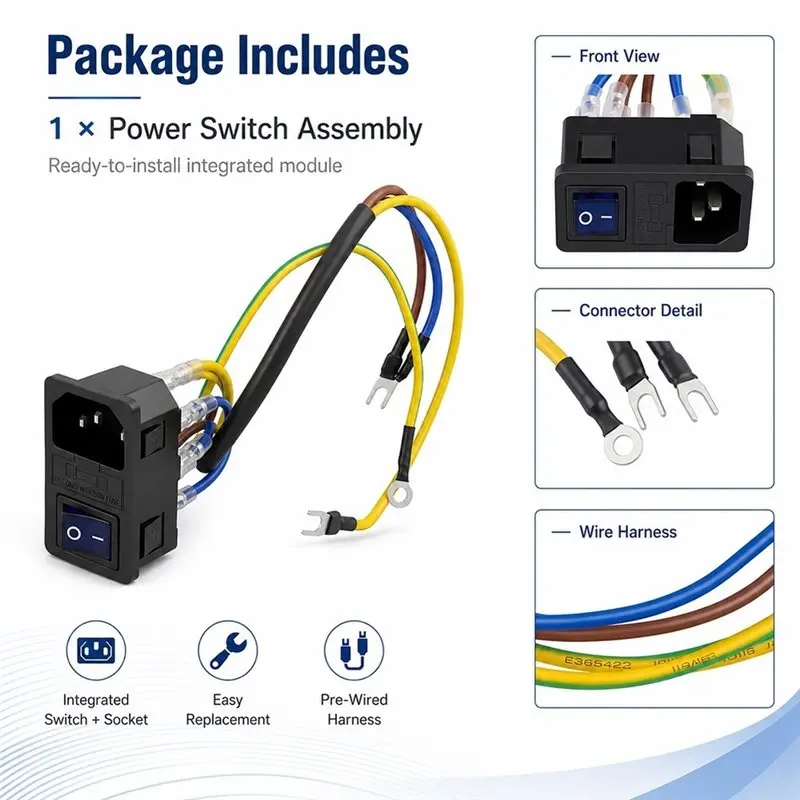 HOT!A72T Power Switch Assembly For Bambu Lab A2L 3D Printer Integrated Switch / Socket Easy To Install