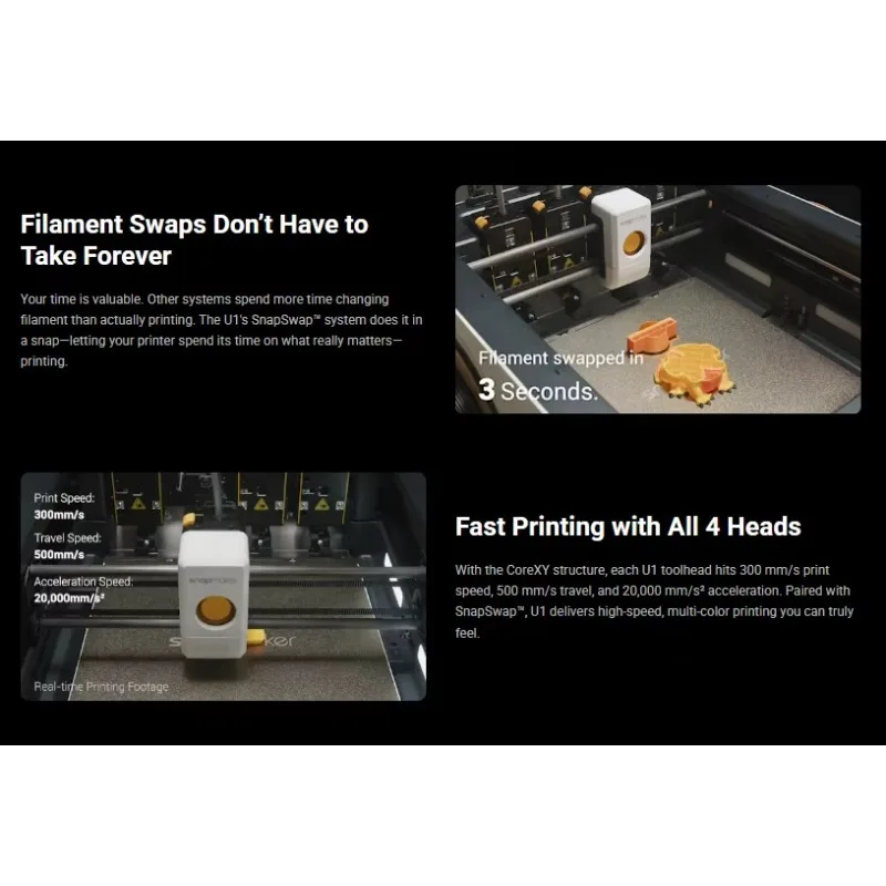 Version Snapmaker U1 3D Printer Four Nozzles FDM Industrial Construction Lab Home Use Printing Multicolor FDM 3D Printer