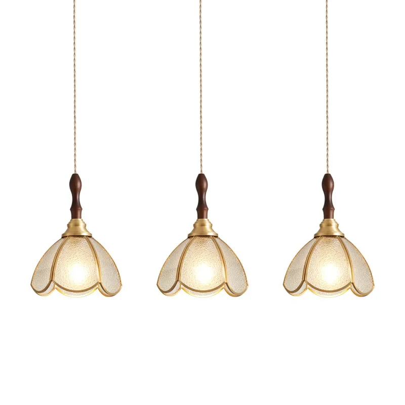 Lustre en verre et laiton rétro japonais, bar de luxe léger nostalgique rural nordique américain, lustre