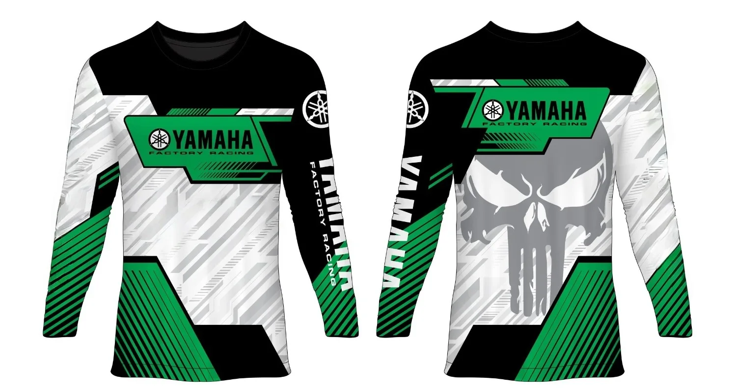 Summer Hot Selling Yamaha Printed Green Long Sleeved T-shirt Men and Women Fashionable Trendy Motorcycle Cycling T-shirt