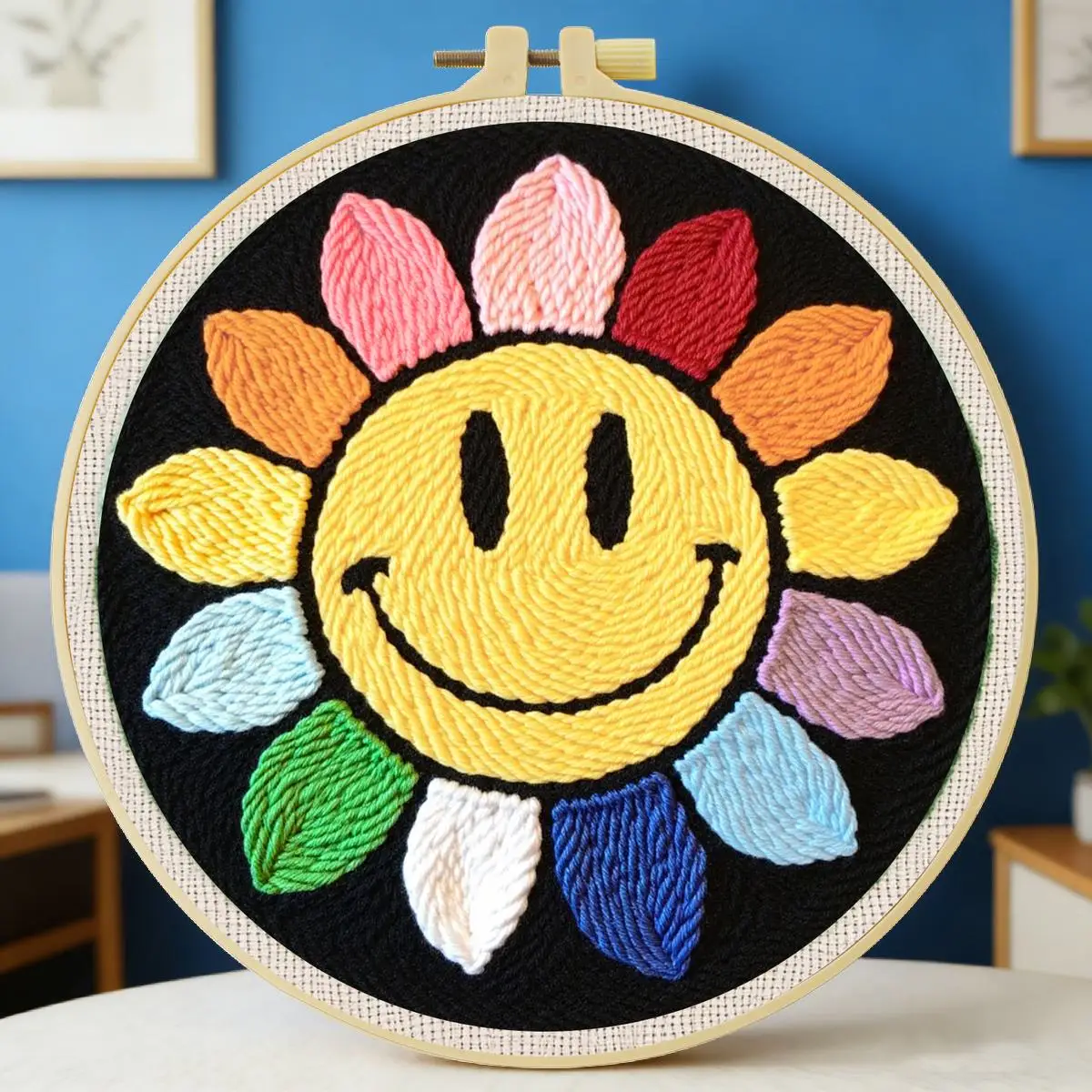20X20CM/7,87 Zoll Blumen-Sticknadel-Set, Stickerei-Kit, gestrickte Stickerei, DIY-Handarbeit, Geschenk, Heimdekoration – Detail 6