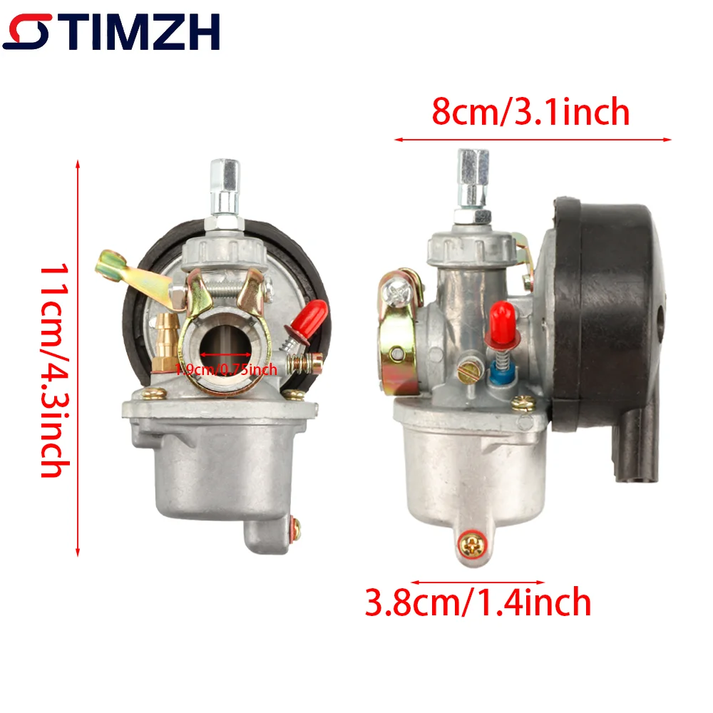 Electric Bike 19mm Carburetor with Intake Manifold Set for 2 Stroke 50cc 60cc 80cc Engine Motor Motorized Bicycle Bike Carb