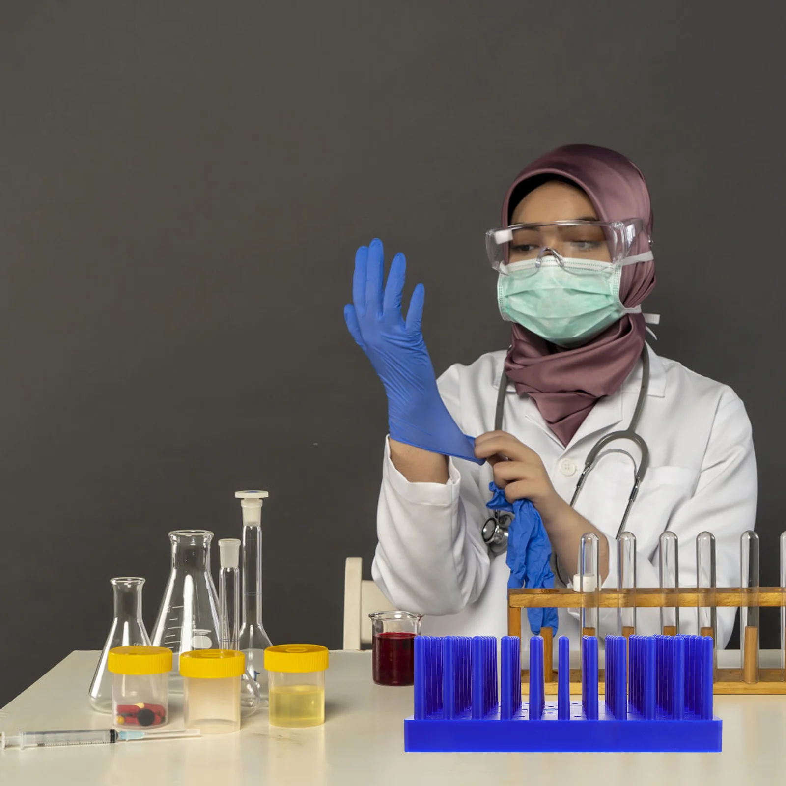 Plastic Test Tube Drying Rack 66 Place Pillar Test Tube Stand for Drying Test Tube Test Tube Holder Labs Test Tube Rack