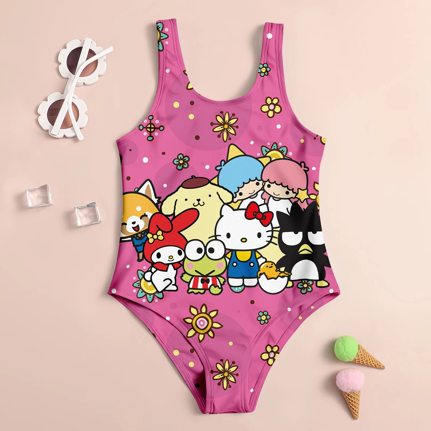 Baby Swimwear 2024 Summer Children\'s Swimsuit Girls Cute Large Size Sanrio Hello Kitty Beach Girls\' Swimsuit Kids Girl Infant