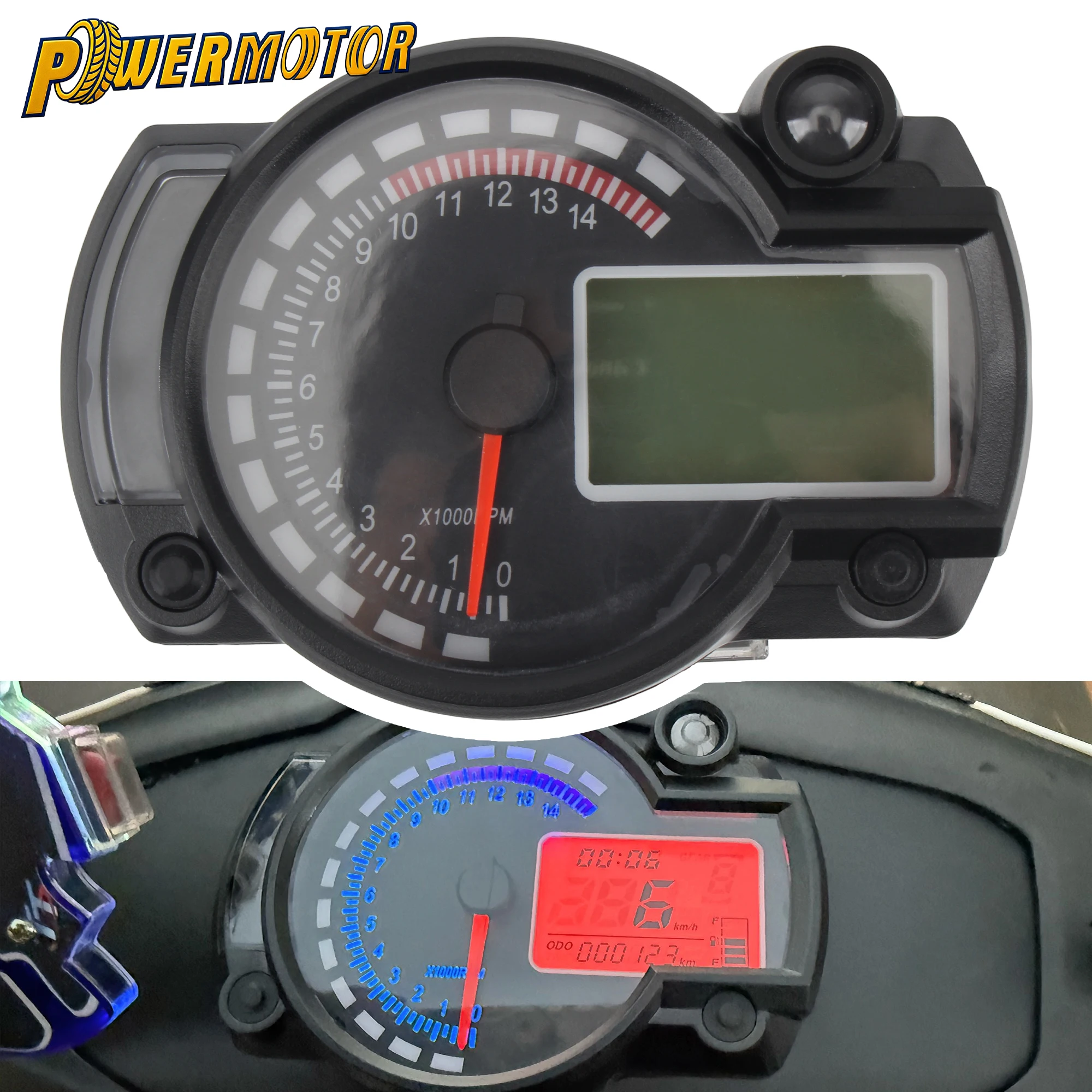 

Universal Motorcycle 12V Dashboard Meter 7 Colors LCD Digital Odometer Gauge Speedometer Tachometer For Honda Yamaha Kawasaki