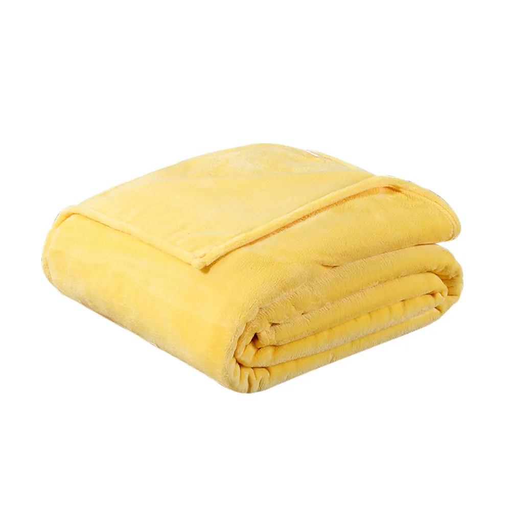 Coral Fleece Blanket Lightweight Warm Bed Blanket Soft Flannel Fleece 70x100cm Light Yellow Winter Camping Backpacking Home Use