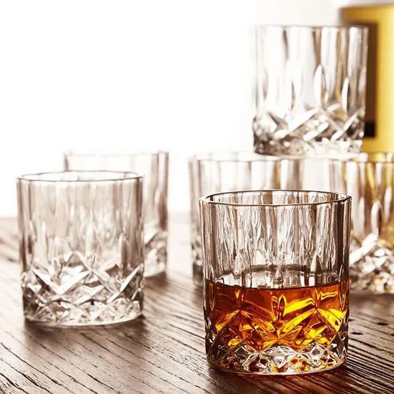 Old Fashioned Whiskey Glasses (Set of 4), 8 Oz Unique Bourbon Glass, Ultra-Clarity Double Old Fashioned Liquor Vodka Bourbon