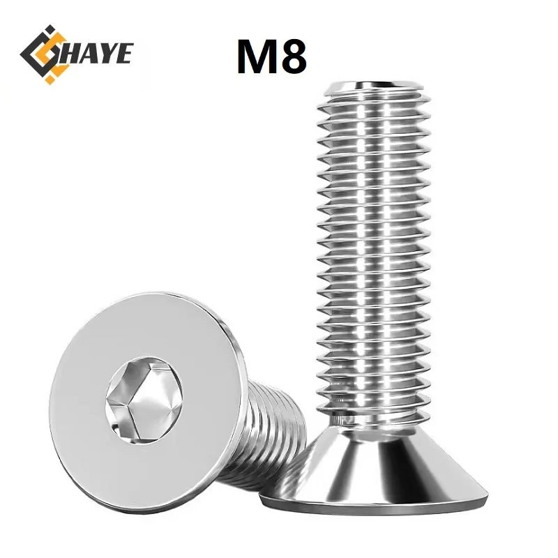 

304 Stainless Steel M8 Hex Socket Countersunk Head Cap Screws 10 12 95 100 110 150mm Countersunk Socket Head Bolts