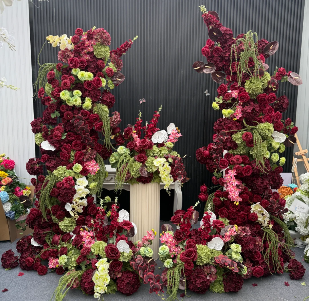 Artificial  flower green leaf flower ball center decoration wedding background flower arrangement customization