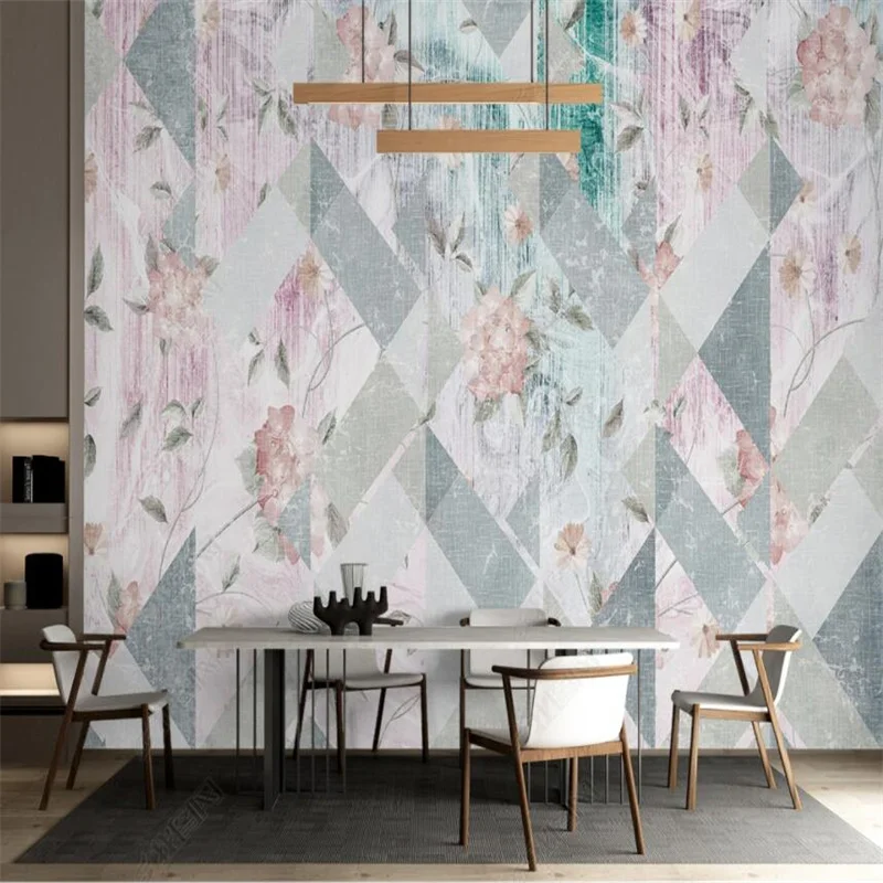 

Modern Hand-painted Flower Geometric Custom Wallpaper Home Decor Mural 3D Photo Wall Paper Bedroom Decor Self-adhesive Wallpaper