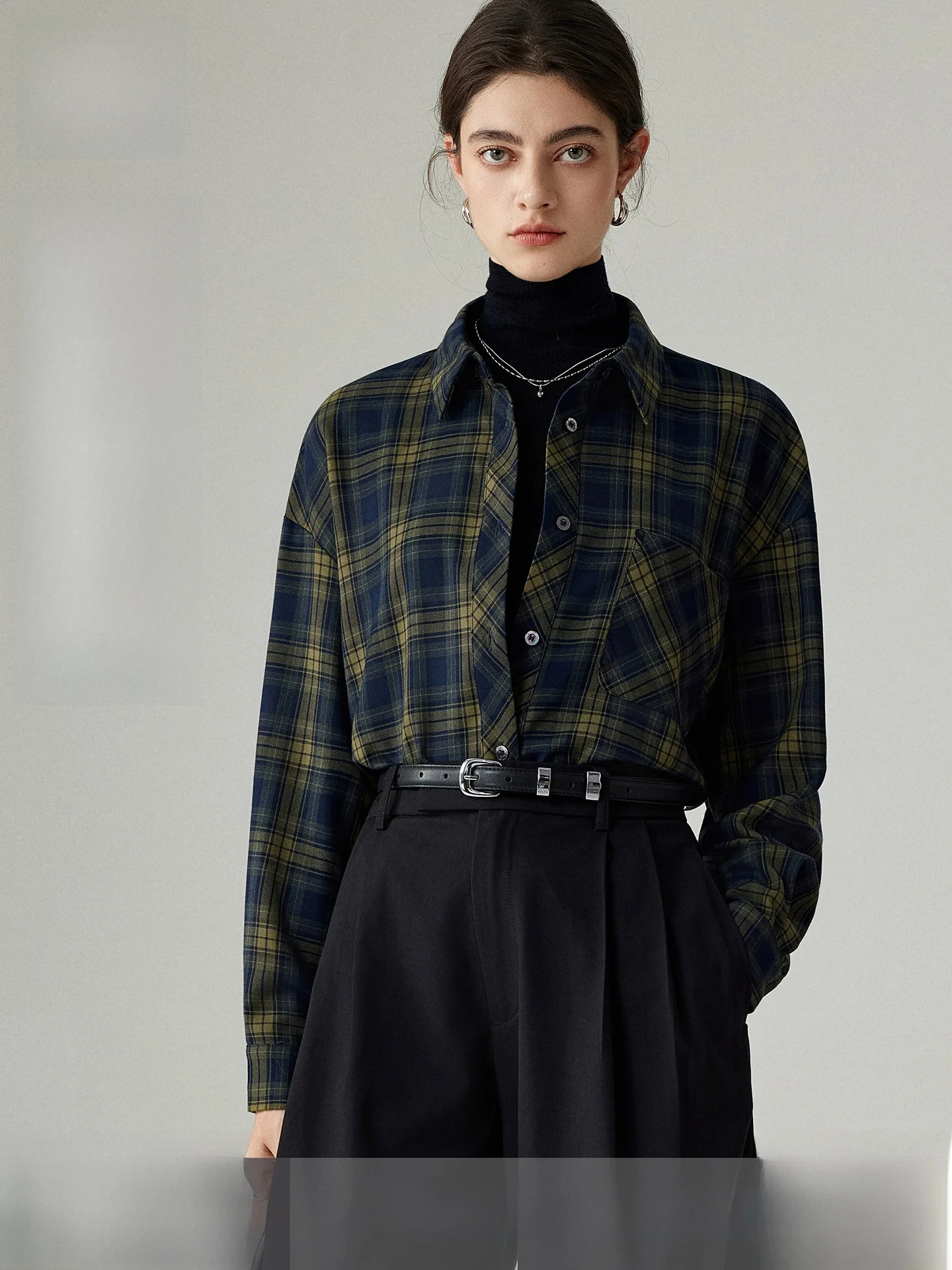 

Классический свободный женский свитер в клетку для осени и зимы, повседневный, комфортный, дышащий, длинный рукав