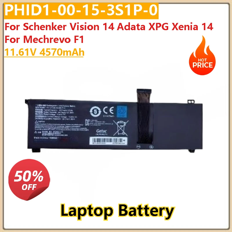 

Новый аккумулятор для ноутбука 11,61 В, 4570 мАч PHID1-00-15-3S1P-0 для Schenker Vision 14 Adata XPG Xenia 14 и Mechrevo F1, высокое качество