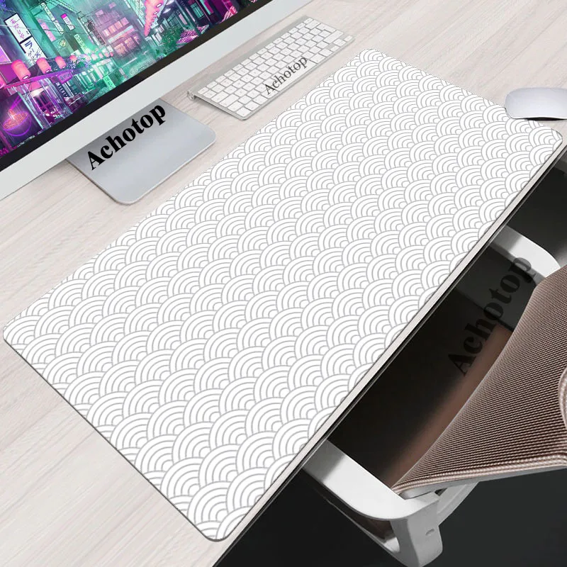Large Black And White Gaming Mouse Pad Gamer Big Mouse Mat Computer Gaming MousePad Great Wave Keyboard Desk Mice Pad Deskpad