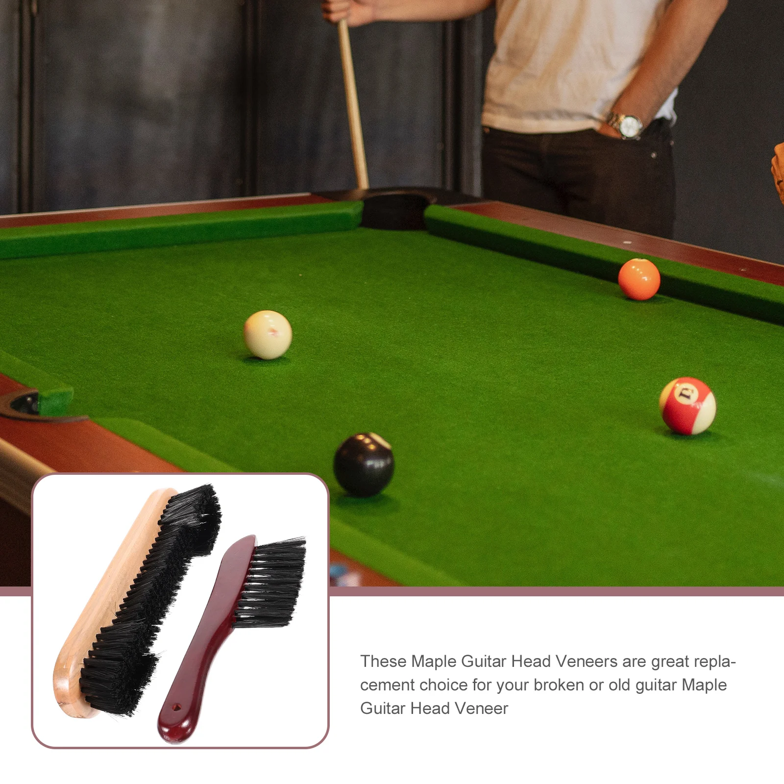 2 قطعة مجموعة فرشاة طاولة البلياردو الخشبية تنظيف فرشاة مزدوجة طول شعيرات الجدول السكك الحديدية مكنسة لوازم البلياردو