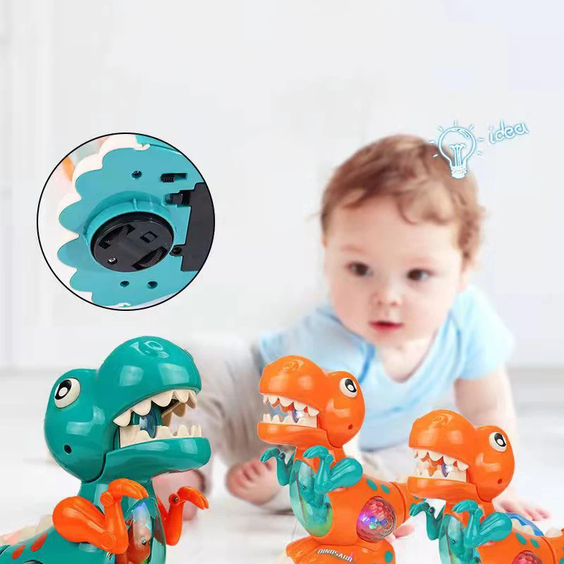 Dinosaur Toys Baby Toys Light Up Musical CrawlingTummy Time Montessori Sensory Interactive Electric Toys For Kids Birthday Gifts