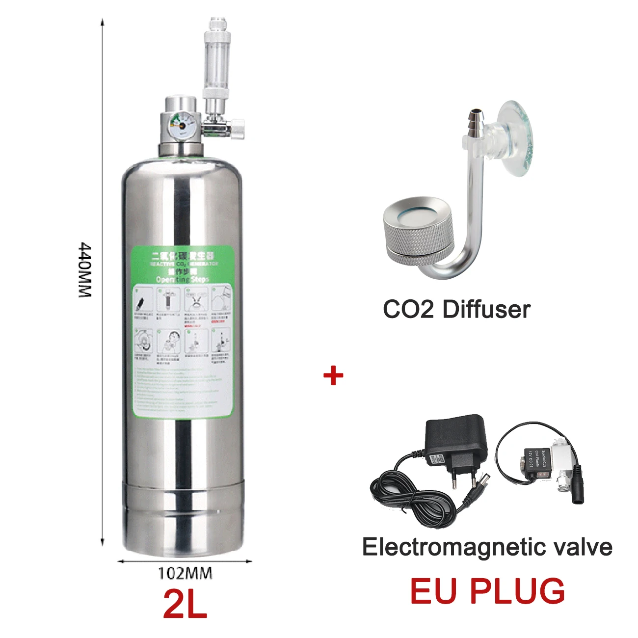 Dreamburgh Aquarium CO2 Generator System Kit Edelstahl CO2 Zylinder Generator System Kohlendioxid Reaktor Kit für Pflanzenfische 6