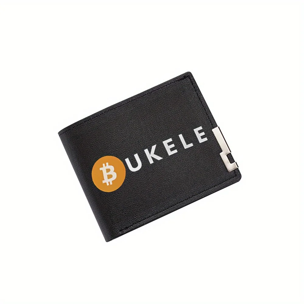 

Bitcoin symbol and UKELE white words Men's Wallet Printing Design Simple Modern Stylish Business Father's Boyfriend's Christmas