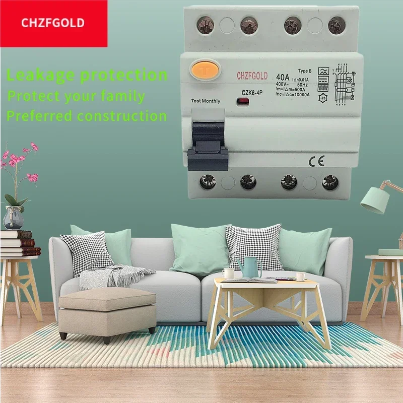 

Residual leakage circuit breaker 2P / 4P 63A 30mA 100mA 300mA type B 10KA RCCB RCD