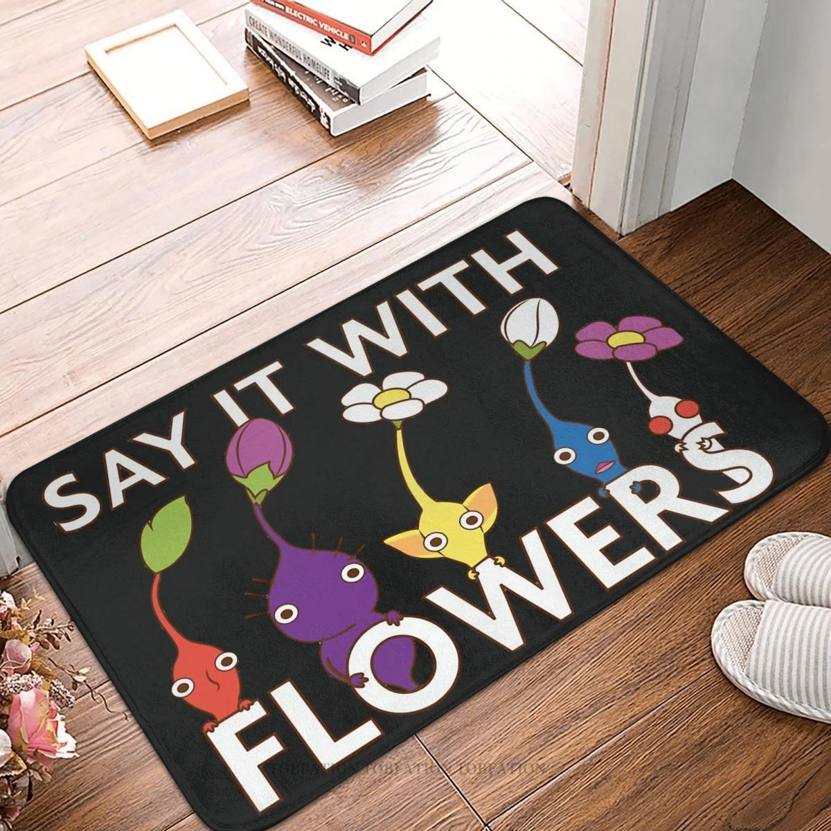 Pikmin Game Anti-Slip Doormat Bath Mat Say It With Flowers Balcony Carpet Entrance Door Rug Indoor Decor