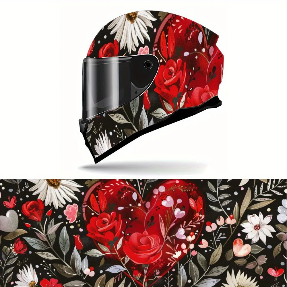 

Виниловая пленка для мотоциклетного шлема из ПВХ с цветами и сердечками, самоклеящаяся водонепроницаемая наклейка, декоративная пленка против царапин для