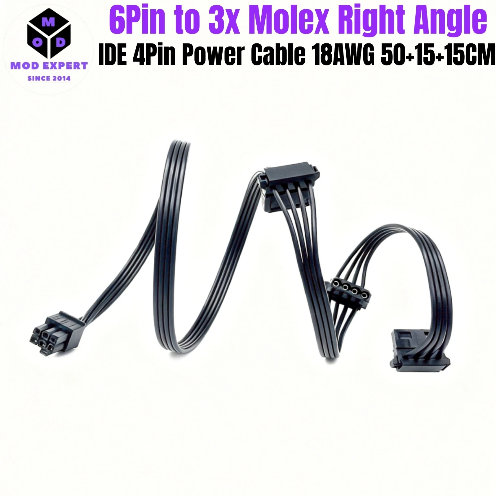 For Corsair RM, 3 Molex/IDE 4Pin Angle Peripheral Power Cable for Corsair RM1000, RM850, RM750, RM650, RM550 RM450 Modular PSUs