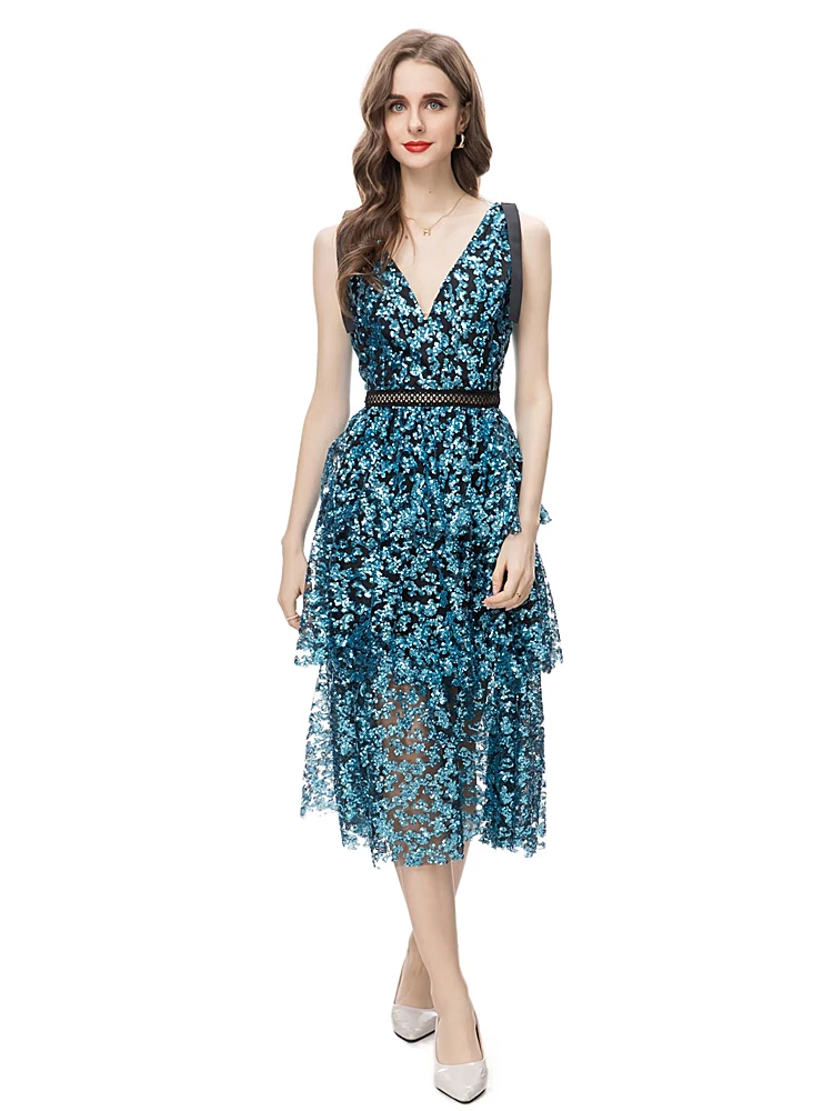 

Extravagant Sexy Summer High Quality Party Fashion Birthday Sequin Girls Elegant Casual Gorgeous Sweet Pretty Tank Midi Dress