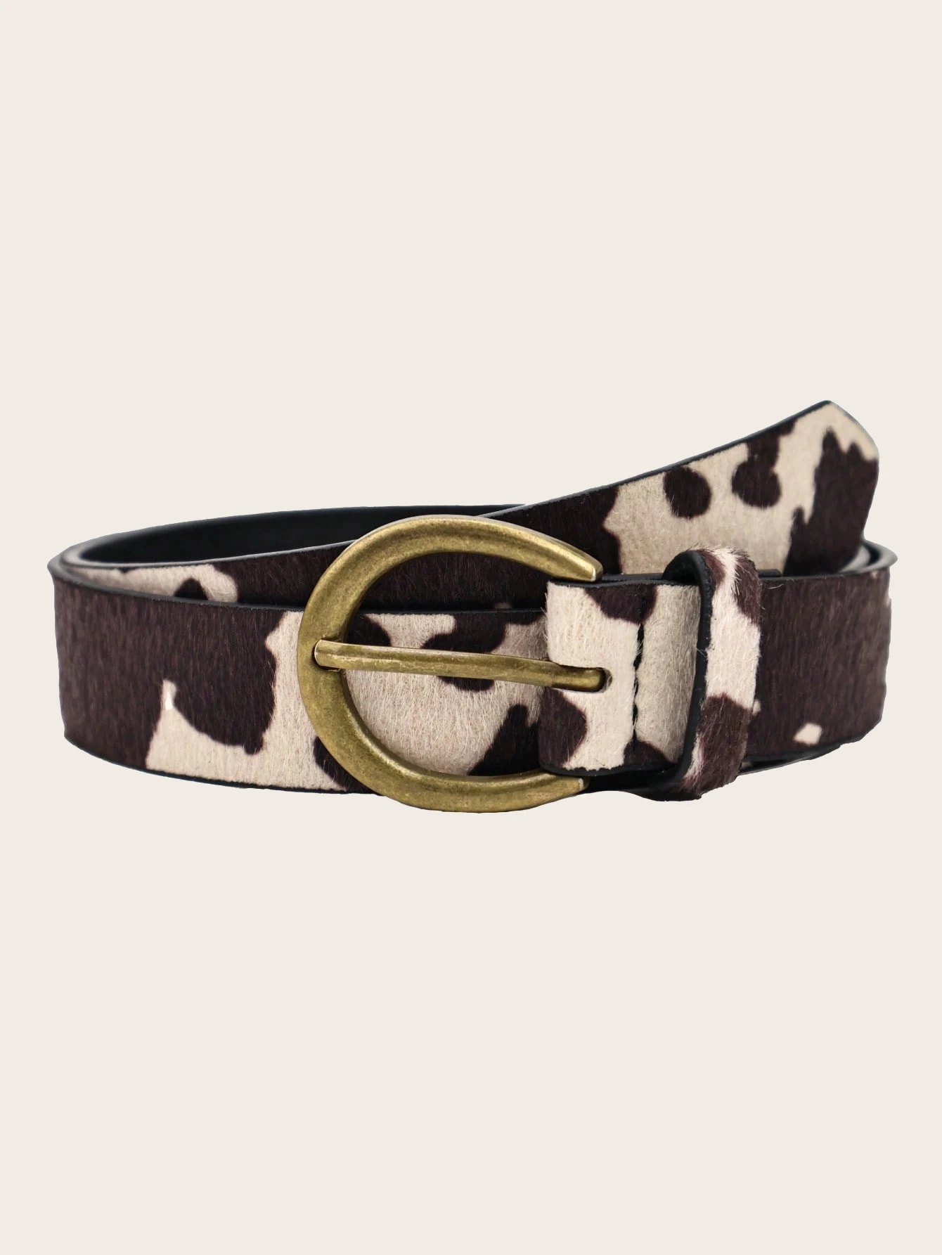 1Pc Western-Style Cow Print Women's Belt, Made of Horsehair, Y2K Fashion with Antique Bronze Buckle Decoration, Black and White Cow Print Belt, Western Accessories Belts, Suitable for Dresses, Casual Wear, Coats, Sweaters, Ideal for Casual Outings, Daily Commuting, Western Accessories, Fashion Accessories, Parties, Street Style, Campus, Dating, Music Festivals
