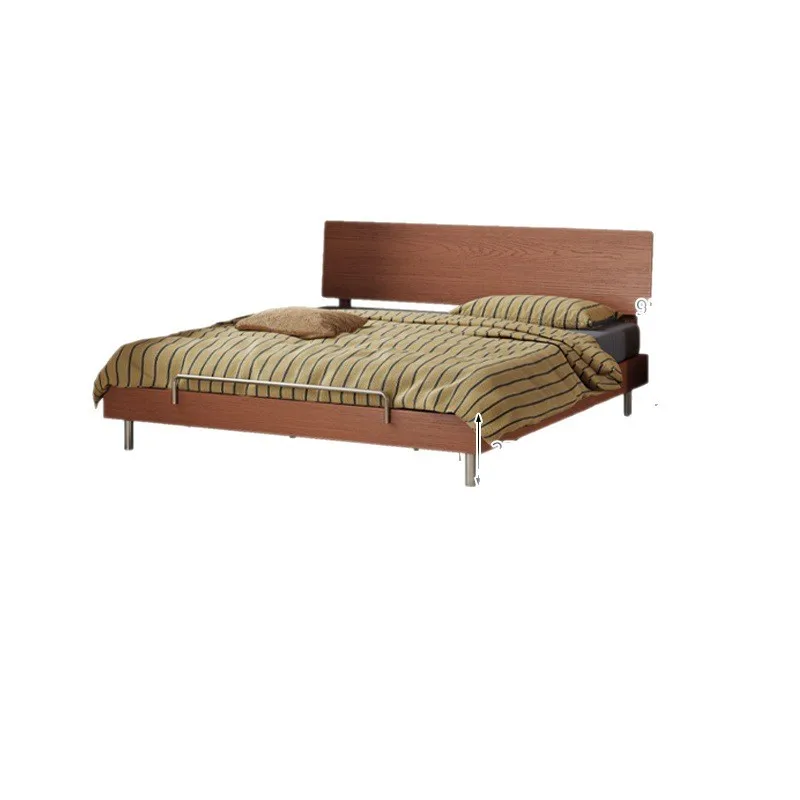 

Medieval ash wood solid wood bed French retro large board bed Small apartment bedroom household 1.5 meters flush single bed