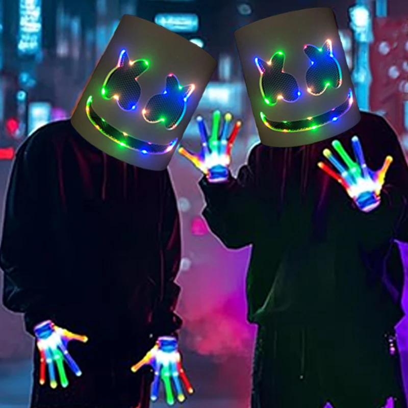 LED DJ マスク ヘッドギア リアルなマシュメロ マスク 通気性