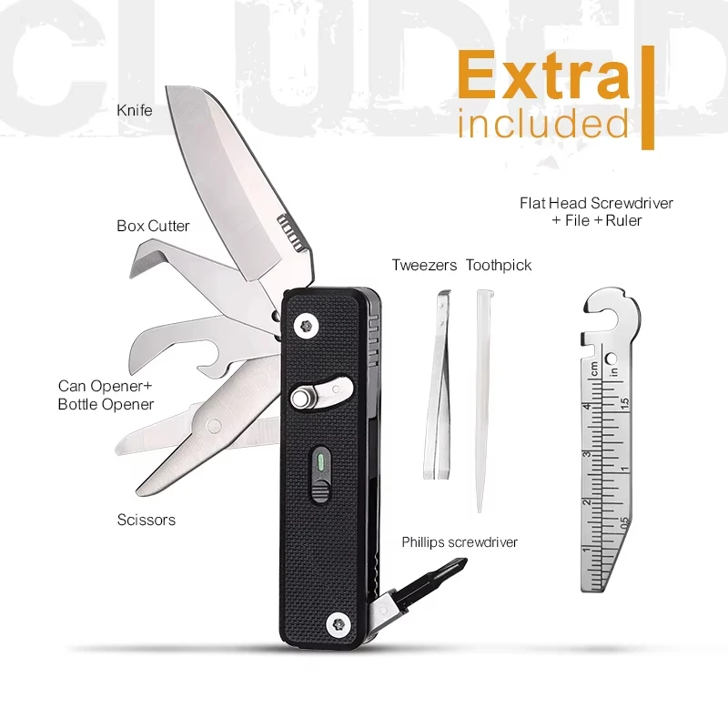 

ROXON S504G Mini Multifunctional Back Clip, Interchangeable Outdoor Camping Multi Knife Scissors, Practical Folding Knife