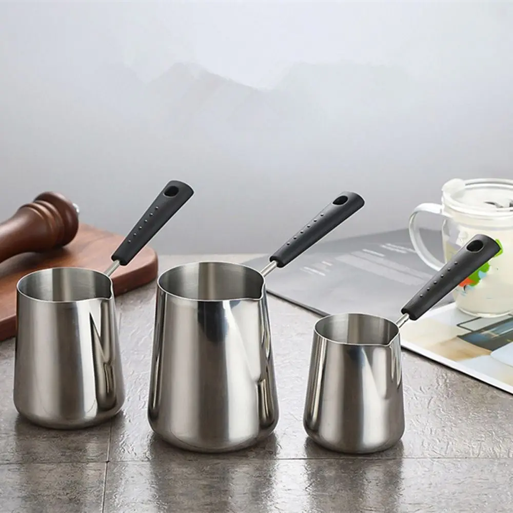 

Кофейник из нержавеющей стали с длинной ручкой, V-образный рот, сковорода для плавления шоколада, многофункциональная профессиональная чашка для горячего молока, кофе-бар