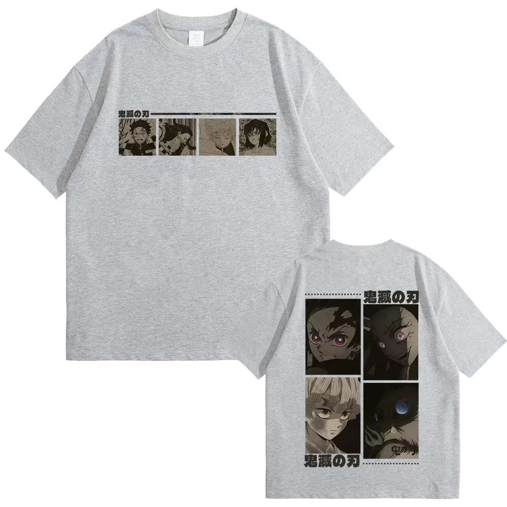 Anime Demon Slayer T-shirt Kamado Tanjirou Kamado Nezuko Agatsuma Zenitsu Hashibira Inosuke T Shirts Men Fashion Vintage Tshirt