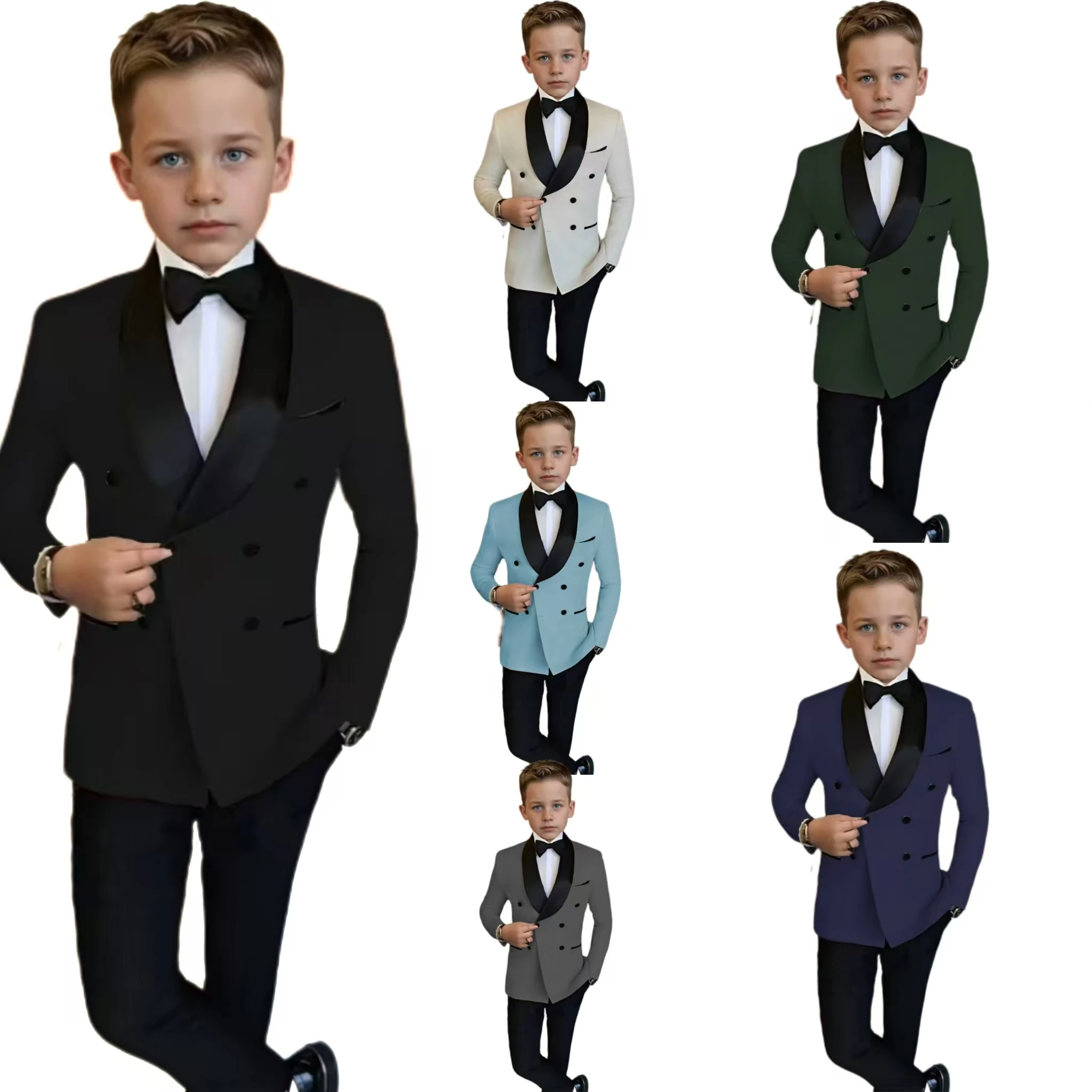 Boy Suit  Colorful Blazer Pant Sets 2 Piece Ceremony Boy Costume Elegant Kids Suit Boy Graduation Clothing Birthday Dress Tuxedo