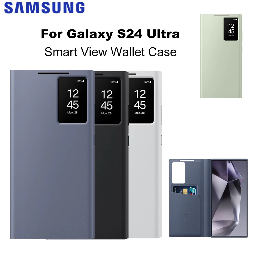 

Оригинальный флип-чехол Smart View Wallet для Samsung Galaxy S24 Ultra S24Ultra SM-S928B, чехол для телефона Smart View