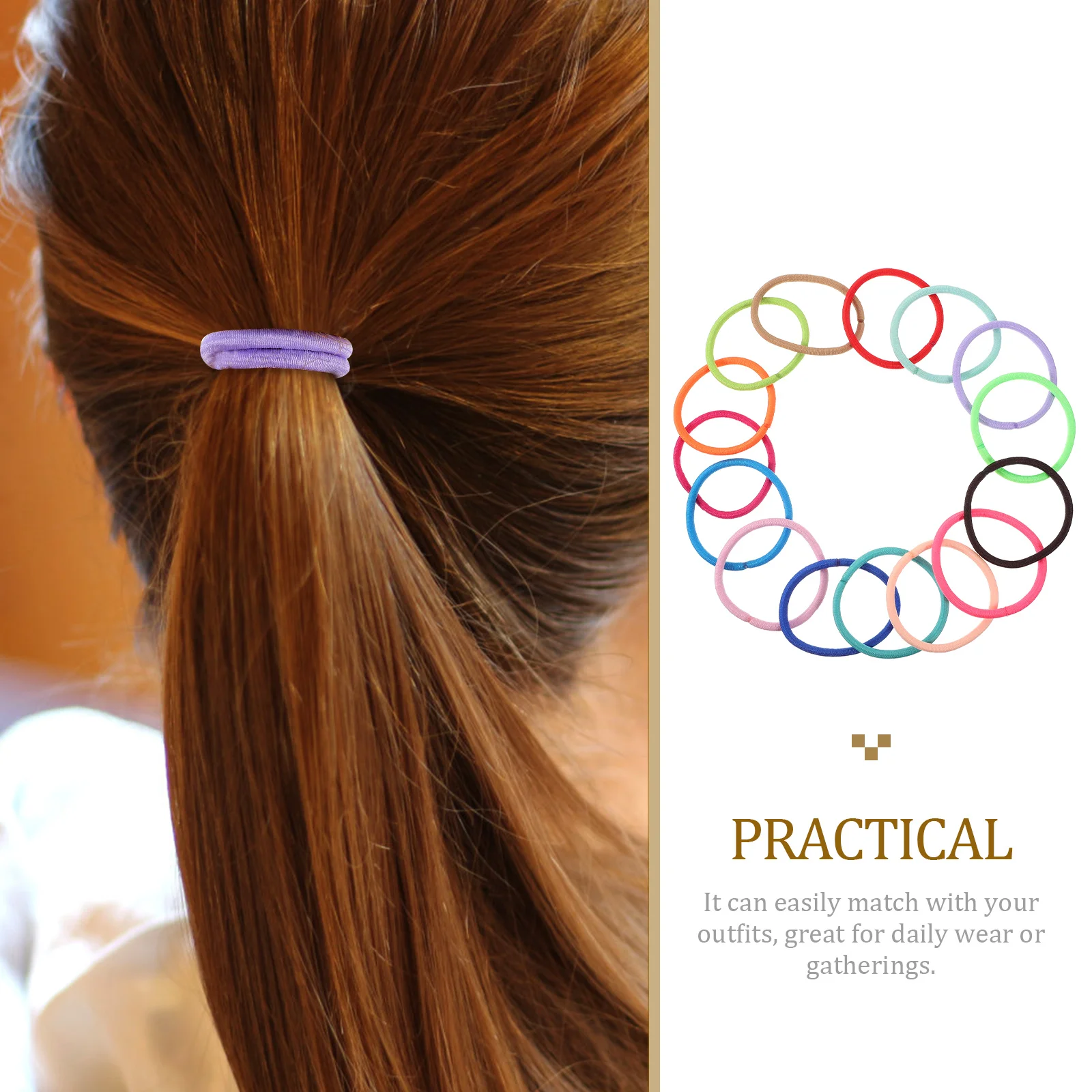 

100 Pcs Hair Tie Assorted Color Ties Women Accessories Band Ring Circle Head Rope