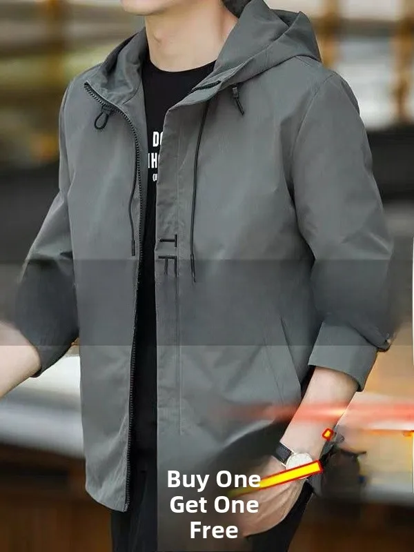 سترة رجالية كاجوال للربيع والخريف بأسلوب كوري عصري من نسيج البوليستر بأكمام طويلة وإغلاق بسحاب مقاومة للرياح وخفيفة #2