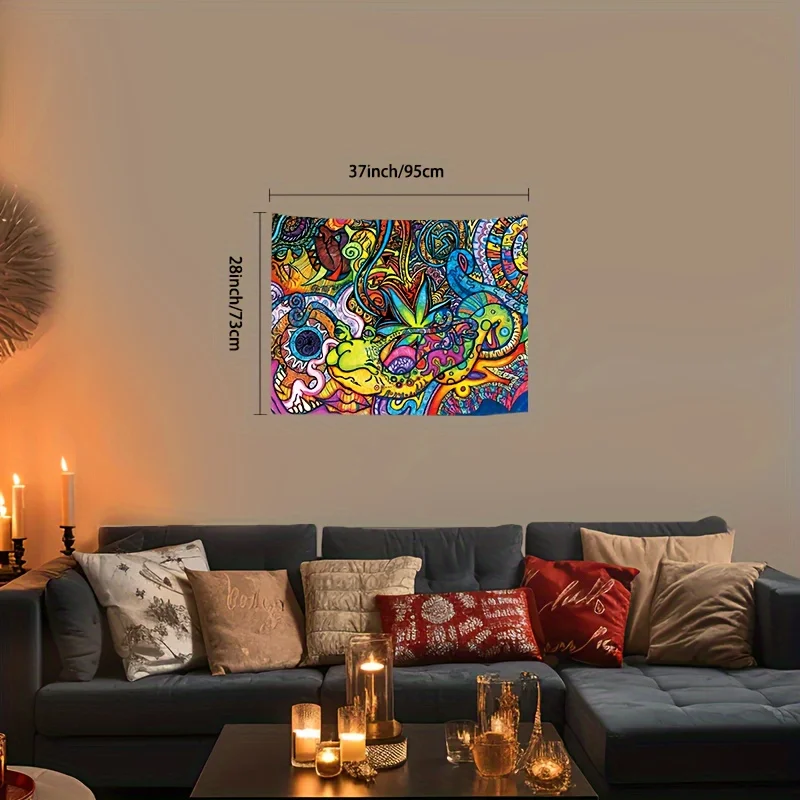 VIKAMA Abstract Psychedelic Tapestry Colourful Botanical Wave Tapestry Bedroom & Living Room Wall Decor Tapestry