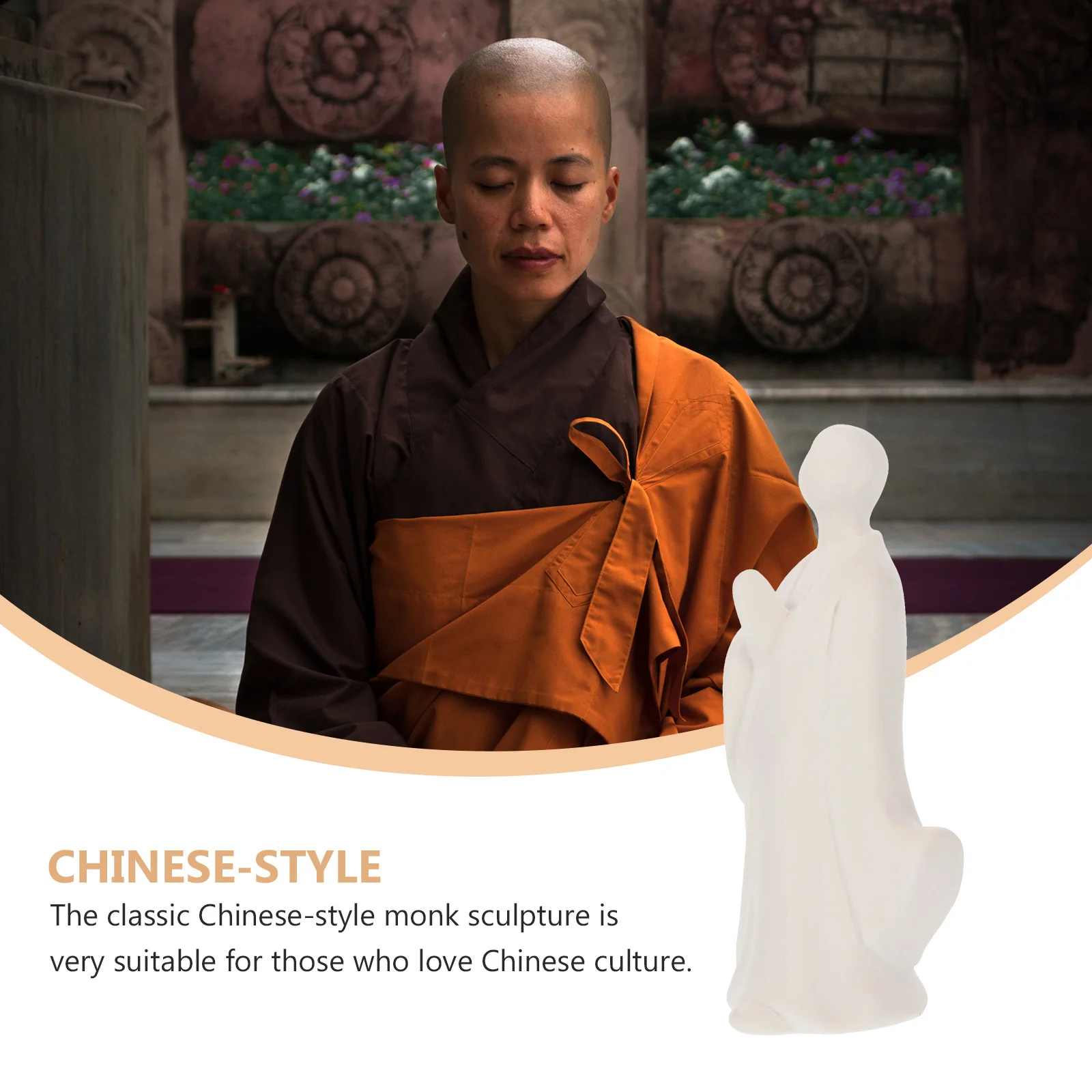 

1Pcs Sacred Monk Statue Delicate Ceramic Craft Classic Chinese Style Home Office Desktop Decoration Ornament