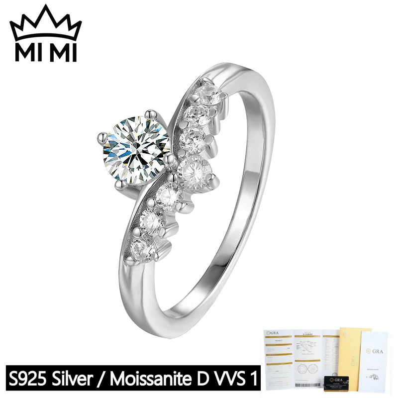 

Mi Mi s925 sterling silver GRA certified classic adjustable moissanite engagement ring minimalist design for women with gift box