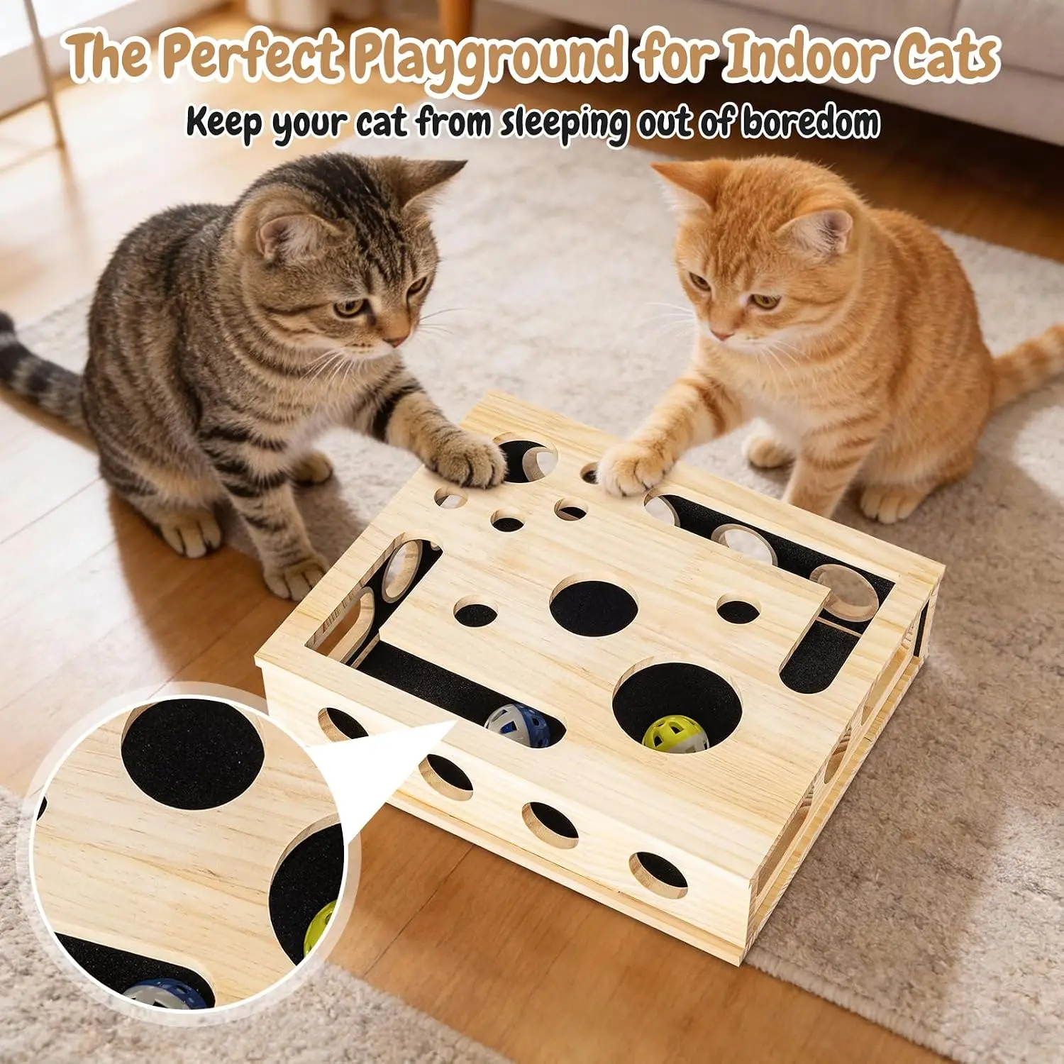 Cat Nail File Enrichment Box Wooden Puzzle Dispenser Cat Nail Scratch Enrichment Box for Pet Exercise Training Boredom Travel