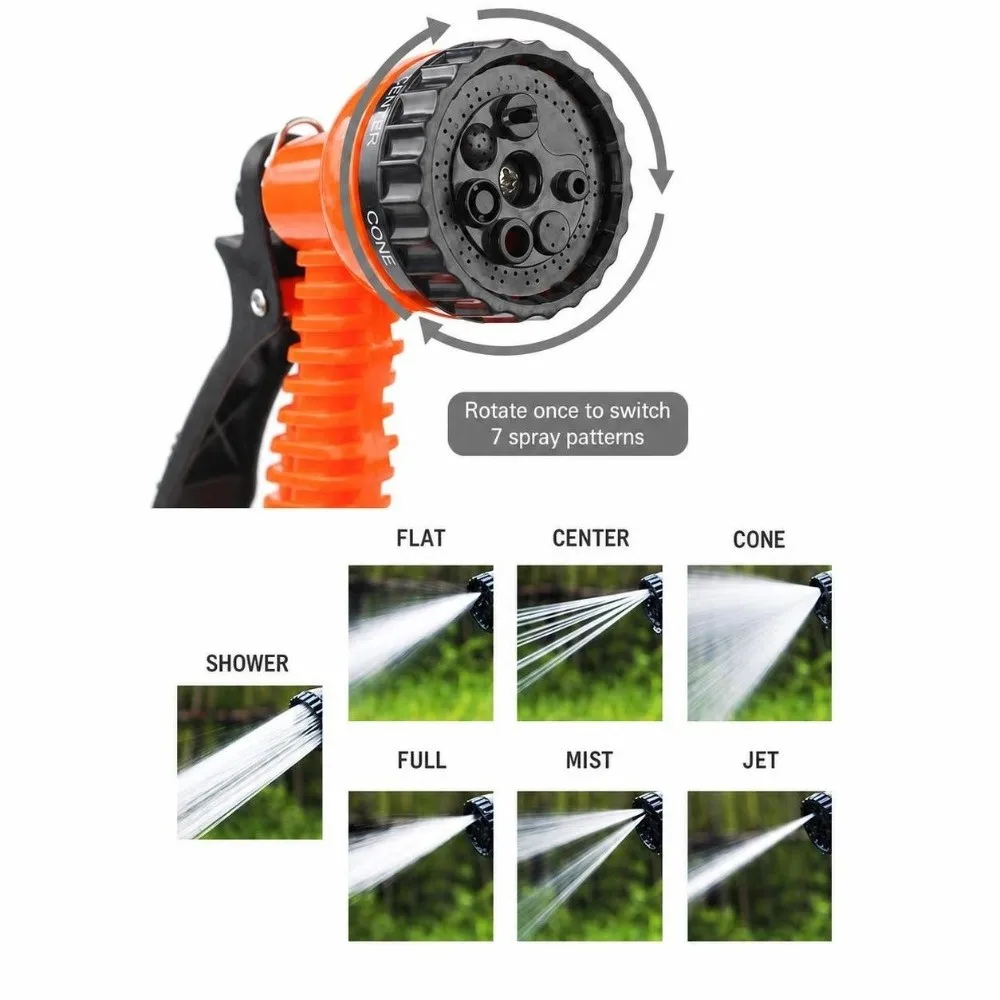 7 Spraying Functions Garden Watering Hose Rubber Durable Materials High Pressure Water Sprayer Lightweight Car Wash Sprayer