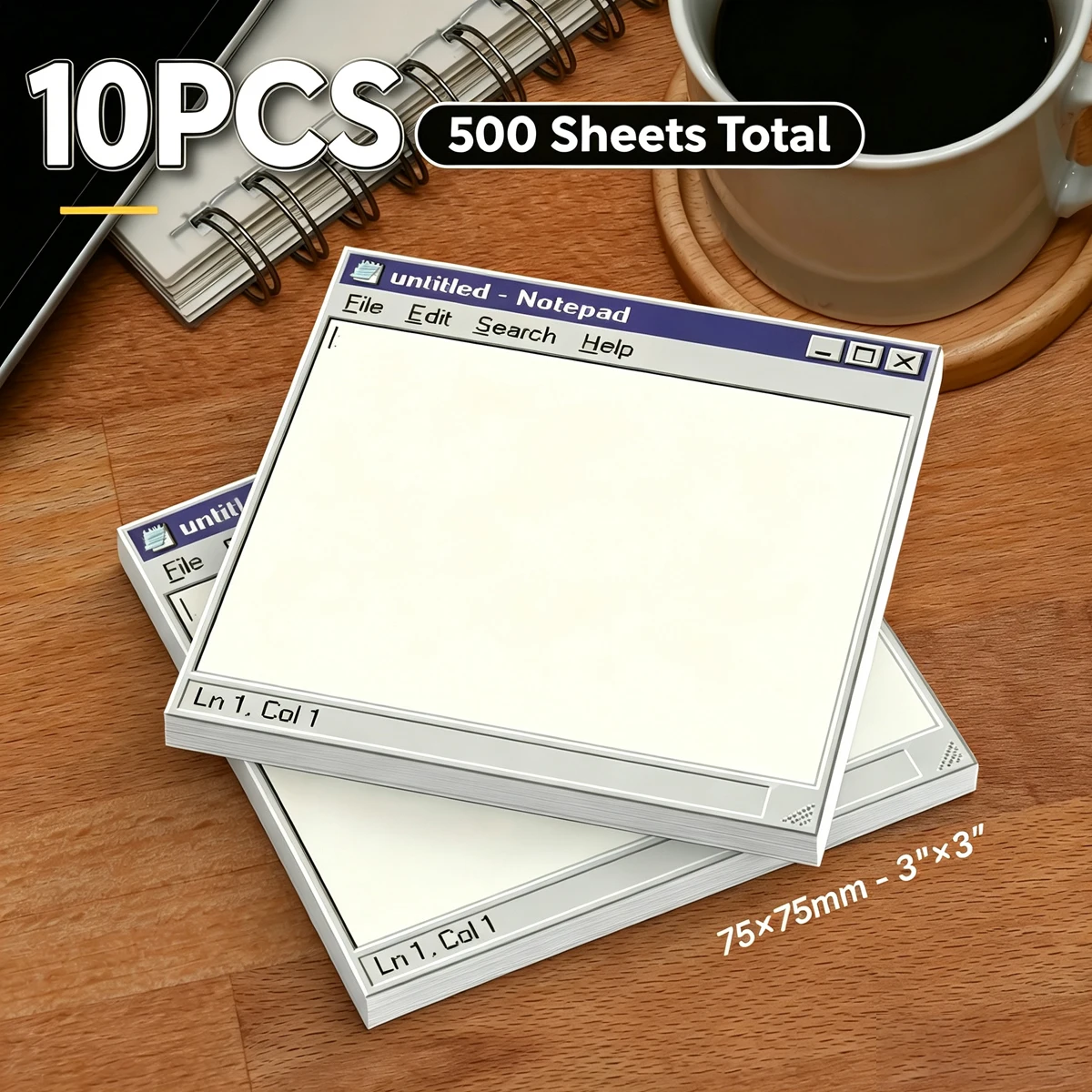 10pcs 500 Sheets Total Retro Computer Sticky Notes, Old Windows Style Self-Adhesive Reminder Notes for Office School Desk